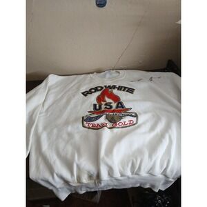 Vintage Rod White USA Olympic Archery Team Gold Sweatshirt White Autograghed